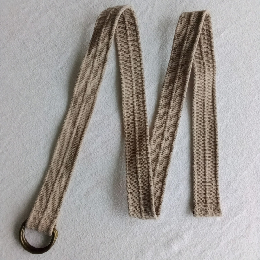 Beige & Gold Woman's 70s D-Ring Belt